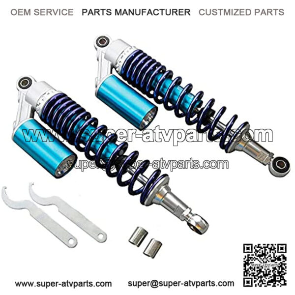 Pnndee Pair 340mm Universal Motorcycle Rear Air Shock Absorbers for all ATV Go Kart Quad Dirt Sport Bikes (blue&silver)