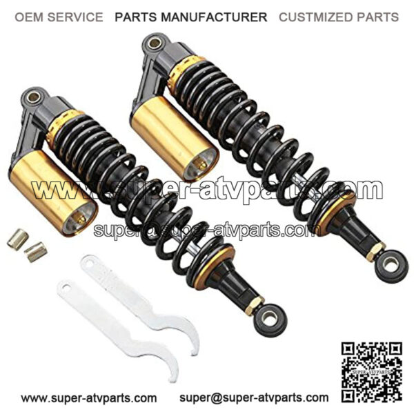 Pair 400mm Motorcycle ATV Shock Absorbers Universal Fit For Honda Suzuki Yamaha Kawasaki ATV Go Kart Quad Dirt Sport Bikes Black & Gold