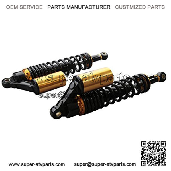Pair 400mm Motorcycle ATV Shock Absorbers Universal Fit For Honda Suzuki Yamaha Kawasaki ATV Go Kart Quad Dirt Sport Bikes Black & Gold - Image 2
