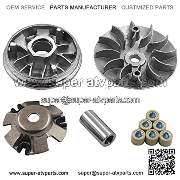 Complete Variator Kits for Gy6 125cc/150cc 152QMI/157QMJ Engine, Drive Wheel Assy Performance 14 Gram Rollers CVT Front Clutch for Scooter Atv and Gokart (GY6 125/150)