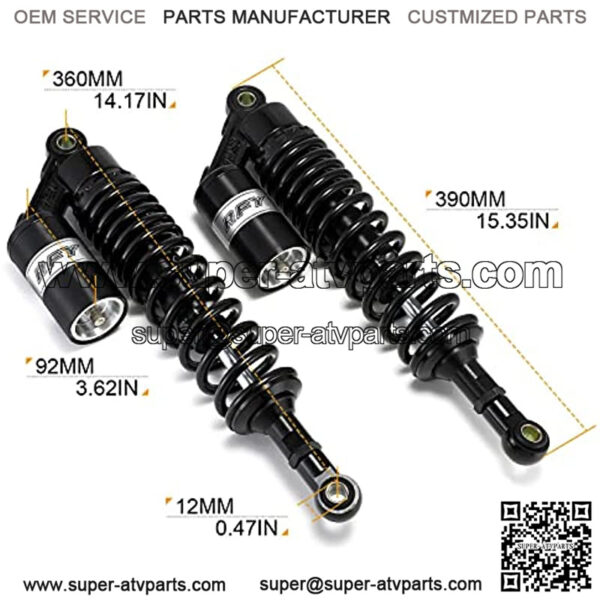 360mm 14.17 inch 8mm Spring Universal Motorcycle Air Shock Absorber Rear Suspension ATV Quad Scooter Dirt Bike For CBR600 CBR400 CB500 YZF XC EXC XCF Black,+ - Image 2