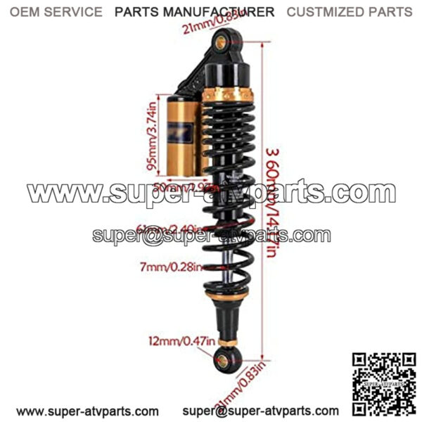 Pair Universal 360mm 540LBS Motorcycle Air Shock Absorbers Rear Suspension Fit for ATV Scooter Dirt Pit Street Bike Shock Absorbers - Image 4