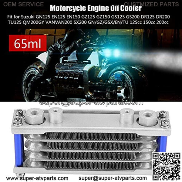 65ml Aluminum Motorcycle Engine OiRadiator Kit Oil Cooling System with Mounting Accessories for Suzuki 125CC 150CC 200CC Silver Color - Image 3