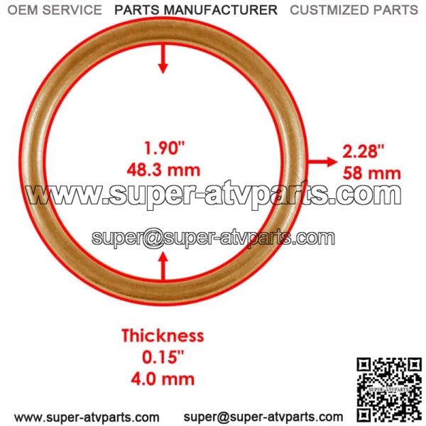 Exhaust Tailpipe Gasket for Kawasaki Mule KAF820 Pro-FX / Pro-FXT 2015 - 2021 - Image 2