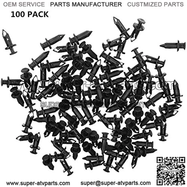 Nylon Bumper Fastener Rivet Clips Push-type Clips Fender Retainer Clips Auto Body Clips 8mm Replacement for Suzuki King Quad Vinson ATV Replacement for Honda Acura Rancher Kawasaki Polaris (100Pcs)
