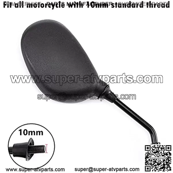 Motorcycle Rearview Mirror with 7/8" Aluminum Handlebar Mount Clamp Adapter, Black ATV Side Mirror Universal 10mm Compatible with Scooter Dirt Bike Cruiser - Image 2
