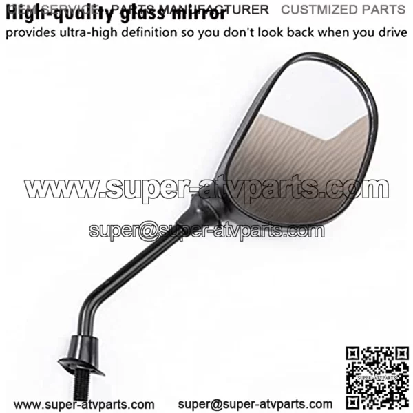 Motorcycle Rearview Mirror with 7/8" Aluminum Handlebar Mount Clamp Adapter, Black ATV Side Mirror Universal 10mm Compatible with Scooter Dirt Bike Cruiser - Image 3