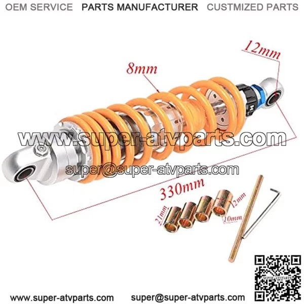 Pair 330mm 13" Rear Shocks Adjustable Absorbers Suspension For Dirt Bike Go Kart ATV - Image 3