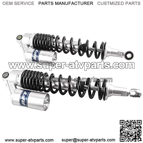 Pair 400mm Motorcycle Air ATV Shock Absorbers Universal Fit Honda Suzuki Yamaha Kawasaki ATV Go Kart Quad Dirt Sport Bikes Silver & Black - Image 2
