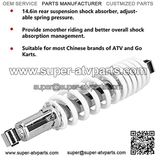 370mm/14.6in Shock Absorber Rear Suspension, Universal 5 Levels Adjustable Spring Pressure Rear Suspension Shock Absorber, Steel Alloy Rear Suspension Damper for Motorcycle ATV - Image 4
