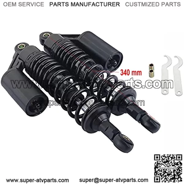 Pair 340mm Universal Motorcycle Rear Air Shock Absorbers for all ATV Go Kart Quad Dirt Sport Bikes-black - Image 3