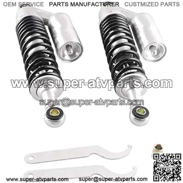 320mm A Pair Motorcycle Air Shock Absorbers Universal Fit For Suzuki Yamaha Kawasaki ATV Go Kart Quad Dirt Sport Bikes (Silver Black)