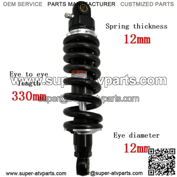 330mm 13 inch 12mm Spring Universal Motorbike Air Shock Absorber Rear Suspension ATV Quad Scooter Dirt Bike For 50cc 75cc 90cc 125cc 150cc 250cc 300cc