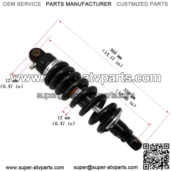 330mm 13 inch 12mm Spring Universal Motorbike Air Shock Absorber Rear Suspension ATV Quad Scooter Dirt Bike For 50cc 75cc 90cc 125cc 150cc 250cc 300cc - Image 2
