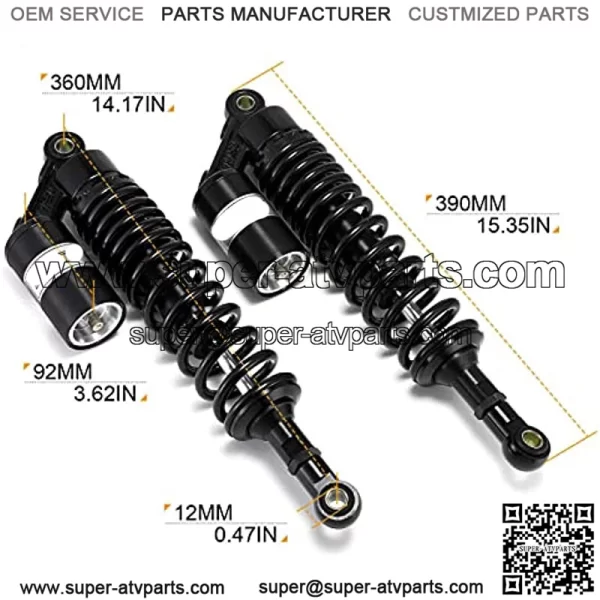 360mm 14.17 inch 8mm Spring Universal Motorcycle Air Shock Absorber Rear Suspension ATV Quad Scooter Dirt Bike For CBR600 CBR400 CB500 YZF XC EXC XCF Black - Image 2