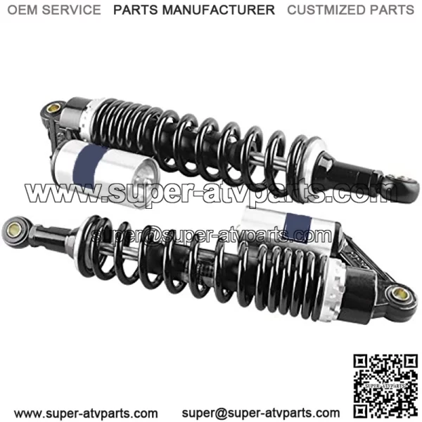 Pair 375mm Motorcycle Air Shock Absorbers Universal Fit for Honda Suzuki Yamaha ATV Go Kart Quad Dirt Sport Bikes Black & Silver - Image 2