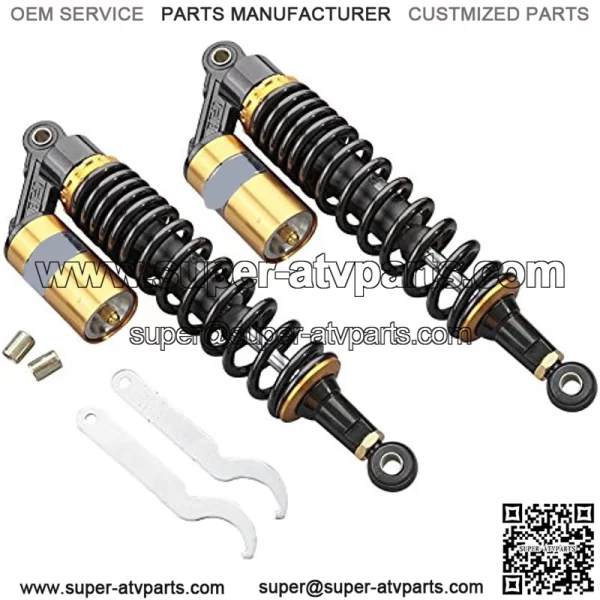 Pair 400mm Motorcycle ATV Shock Absorber Universal For Honda Suzuki Yamaha ATV Kart Quad Off-Road Sports Bike Black And Gold