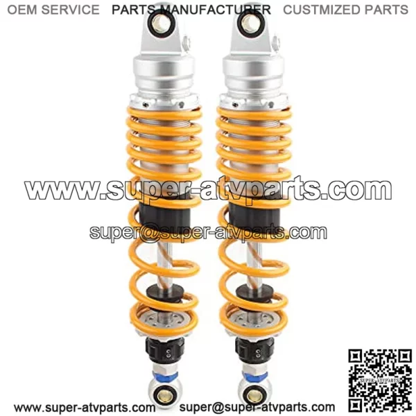Pair 360MM Motorcycle Rear Shocks Absorbers Universal Fits for Honda Yamaha Suzuki Kawasaki Scooter ATV UTV Dirt Street Bike, Round End & Yellow