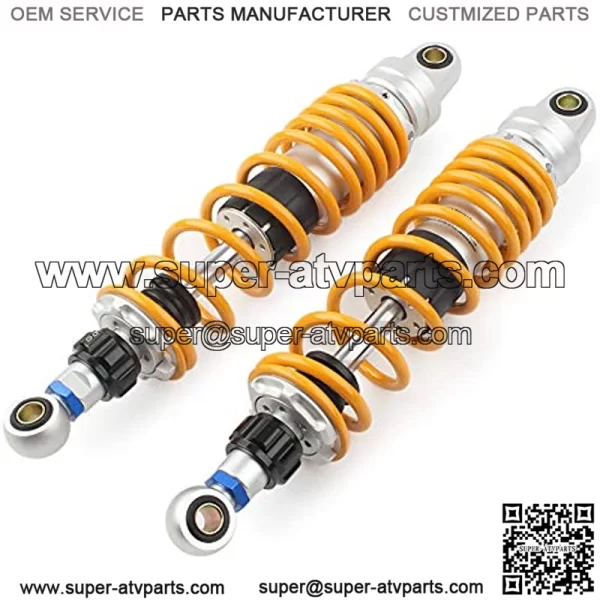 Pair 360MM Motorcycle Rear Shocks Absorbers Universal Fits for Honda Yamaha Suzuki Kawasaki Scooter ATV UTV Dirt Street Bike, Round End & Yellow - Image 2