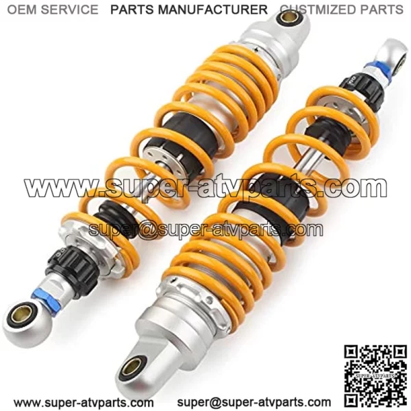 Pair 360MM Motorcycle Rear Shocks Absorbers Universal Fits for Honda Yamaha Suzuki Kawasaki Scooter ATV UTV Dirt Street Bike, Round End & Yellow - Image 3