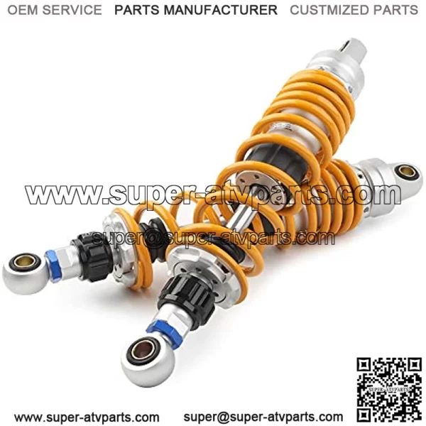 Pair 360MM Motorcycle Rear Shocks Absorbers Universal Fits for Honda Yamaha Suzuki Kawasaki Scooter ATV UTV Dirt Street Bike, Round End & Yellow - Image 4