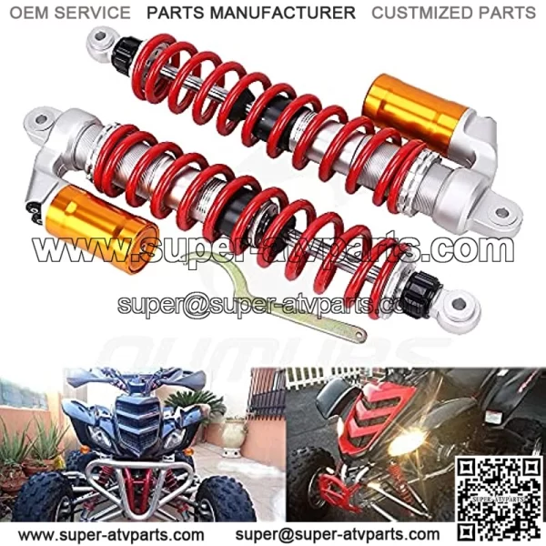Pair 410mm Adjustable Air Shock Absorbers Compatible with Honda Sportrax TRX400EX 1999-2008; TRX450ER 2006-2014; TRX450R 2006-2012 For Yamaha Banshee Raptor 660R YFM700R YFZ450 ATV Shock