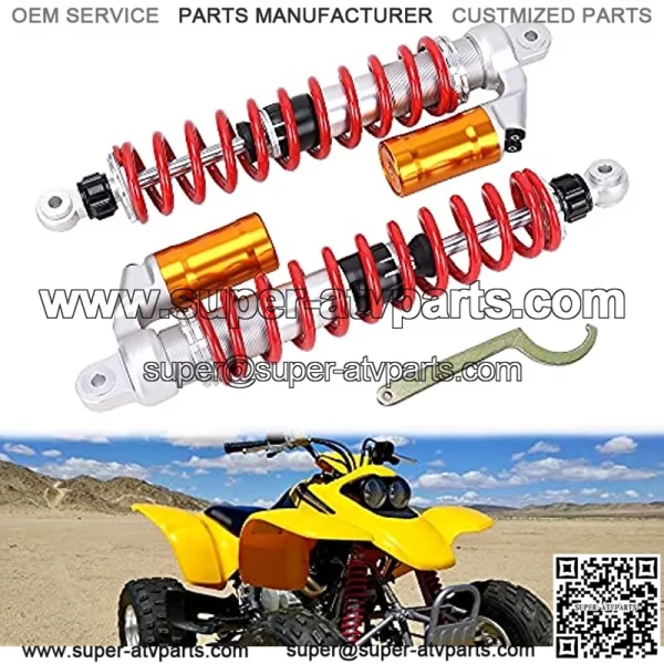 Pair 410mm Adjustable Air Shock Absorbers Compatible with Honda Sportrax TRX400EX 1999-2008; TRX450ER 2006-2014; TRX450R 2006-2012 For Yamaha Banshee Raptor 660R YFM700R YFZ450 ATV Shock - Image 2