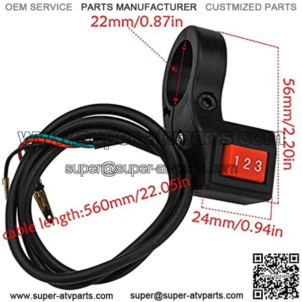3-Speed Module Switch, 22mm 7/8 inch Handlebar Electric 3 Speed Module Switch for Motorcycle E-Bike Scooter - Image 3