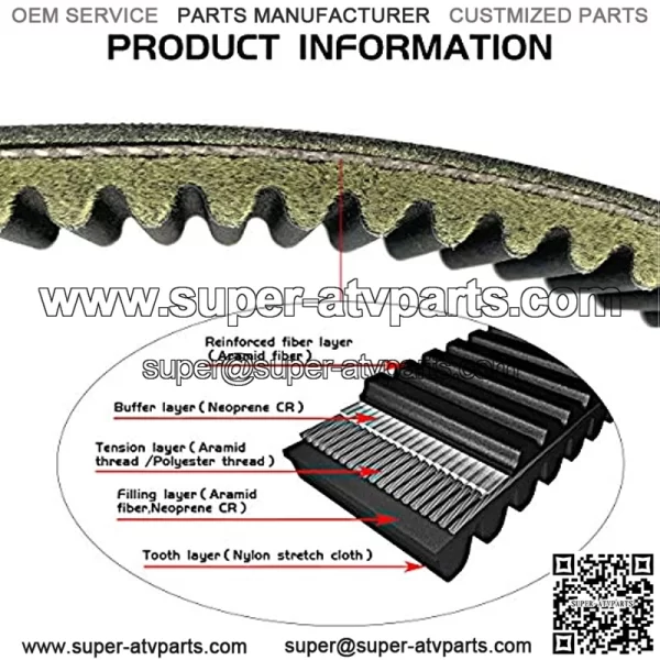 Driven Clutch Kit with Aramid Drive Belt and Heavy Duty Spring for Yamaha Golf Cart G2 G8 G9 G11 G14 G16 G20 G21 G22 G28 1985-2007 (With Belt) - Image 4