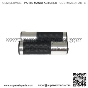 1 Pair 7/8" CNC Motorcycle Bike ATV Sports Aluminum Rubber Gel Hand Grips Handlebar Cafe Racer End Bar (Titanium)