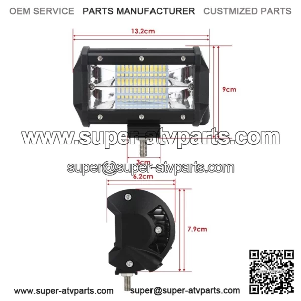 Led bar 5" 72W spot homologation E9