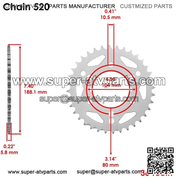 Polaris Scrambler 500 4X4 2000-2011 Front/Rear Sprockets Kit - Image 3