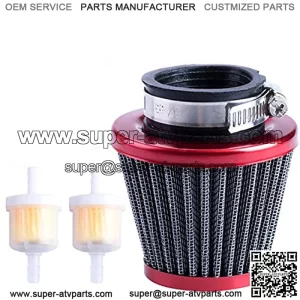 38mm 1.5" Red Air Filter With Two 5mm Gas Fuel Filter For 110cc 150cc 200cc Motorcycle ATV Quad Lifan Apollo 125cc 110cc Dirt Pit Bike GY6 49cc 50cc taotao ATM50 Moped Off Road Scooter