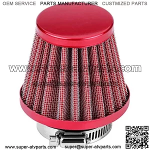 Motorcycle 38mm Air Filter Fuel Cleaner for 49cc 50cc 70cc 90cc 110cc 125cc 150cc 200cc ATV Quad Dirt Pit Bike Gy6 Scooter Go Kart (1pc, Red)