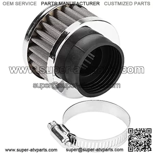 Universal Clamp on 38mm 1.5" Inlet Dia Air Intake Cone Filter Silver Tone 1.5 Inch Air Filter Cold Air Intake Filter Breather Cleaner for Most 90cc-125cc ATV Go Kart Pit Dirt Bike Motorcycle Quad