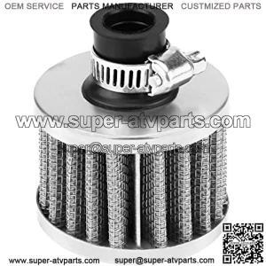 13mm Universal Car Clamp-On Cold Intake Air Filter, High Flow Auto Air Intake Filter Round Tapered for Scooter Atv Dirt Pit Bike Motorcycle Crankcase Vent Cover Breather(Silver)