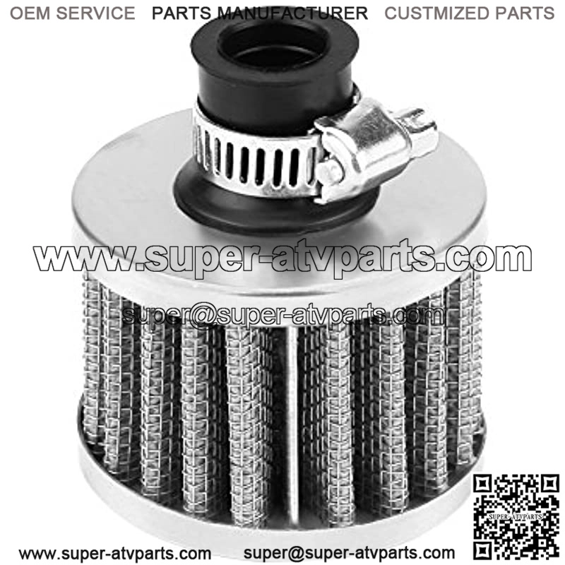 13mm Universal Car Clamp-On Cold Intake Air Filter, High Flow Auto Air Intake Filter Round Tapered for Scooter Atv Dirt Pit Bike Motorcycle Crankcase Vent Cover Breather(Silver)