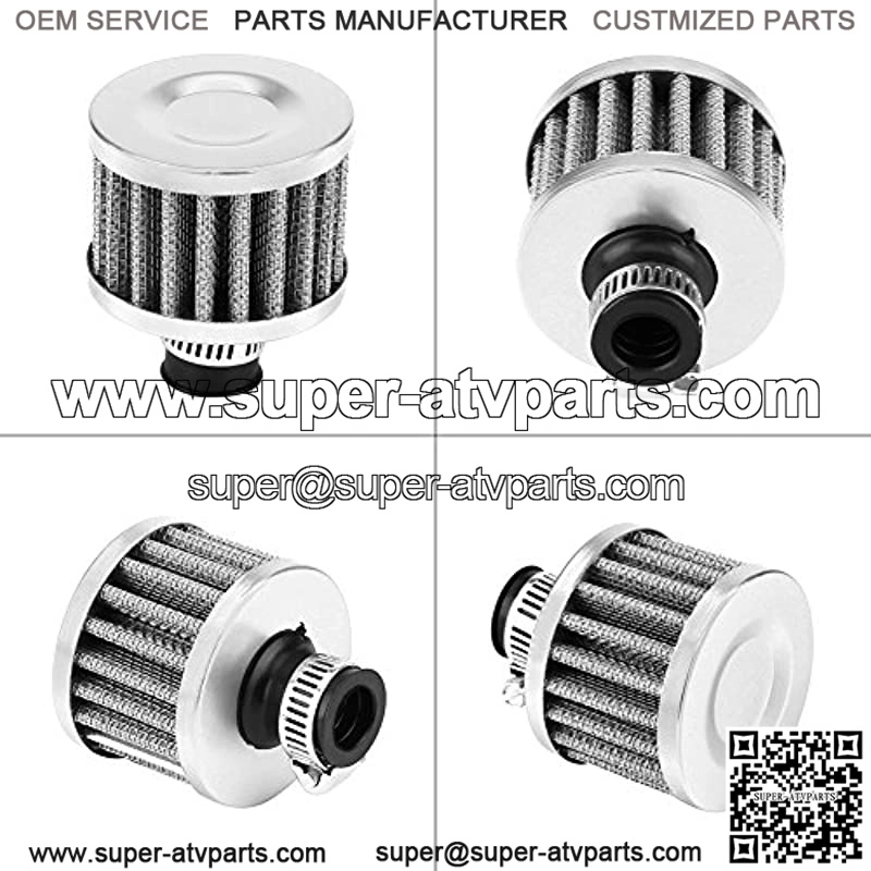 13mm Universal Car Clamp-On Cold Intake Air Filter, High Flow Auto Air Intake Filter Round Tapered for Scooter Atv Dirt Pit Bike Motorcycle Crankcase Vent Cover Breather(Silver) - Image 2