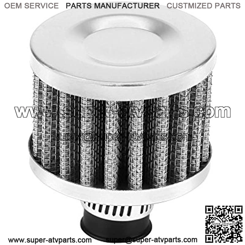 13mm Universal Car Clamp-On Cold Intake Air Filter, High Flow Auto Air Intake Filter Round Tapered for Scooter Atv Dirt Pit Bike Motorcycle Crankcase Vent Cover Breather(Silver) - Image 4