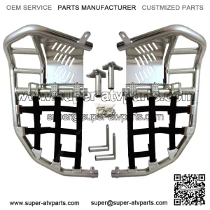 Yamaha YFZ 450  Nerf Bars  Pro Peg Heel Guard    Silver Black 199T7SB
