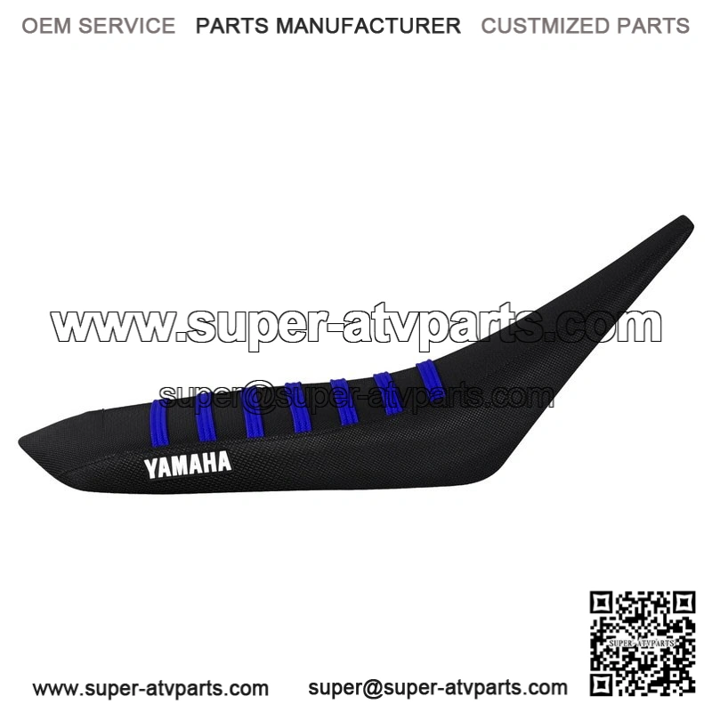 Yamaha YFZ 450 Gripper Seat Cover 2004 - 2013 all BLACK w/ BLUE ribs LOGO #200 - Image 2