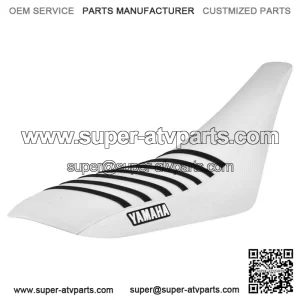 Yamaha YFZ 450 Gripper Seat Cover 2004-2013  all WHITE/ BLACK ribs LOGO #200