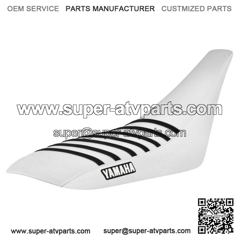 Yamaha YFZ 450 Gripper Seat Cover 2004-2013 all WHITE/ BLACK ribs LOGO #200