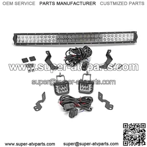 Compatible with Polaris RZR XP 1000 900 Models Upper Roof 32 inch 180W Combo Beam LED Curved Light Bar Mount Bracket Kit + 4 inch 60W Side Shooter Led Pod Pillar Mount Brackets with Wiring Kit