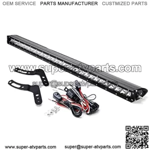 Roof Mount 30-Inch LED Light Bar Kit Compatible with 2011-18 Polaris RZR XP 800 900 1000, Include 150W Single-Row LED Lightbar, Front Rollbar Fit Bracket Mounts & On/Off Switch Wiring Kit
