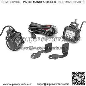 2X 18W High Power LED Work Light Pod w/Left & Right Side Pillar Mounting Bracket & Rocker Switch Wiring Kit Compatible with 2014-2021 Polaris RZR XP 1000 & 2015-2021 RZR 900