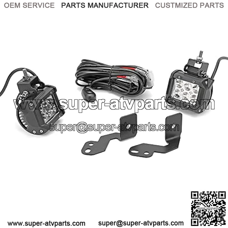2X 18W High Power LED Work Light Pod w/Left & Right Side Pillar Mounting Bracket & Rocker Switch Wiring Kit Compatible with 2014-2021 Polaris RZR XP 1000 & 2015-2021 RZR 900