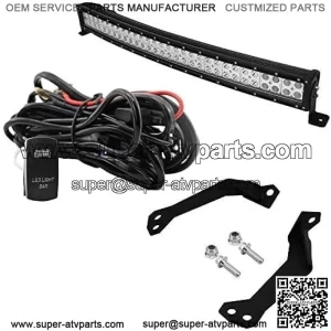 32" 180W Curved LED Light Bar Spot/Flood Combo Beam w/Wiring Kit & Below Roof Mounting Brackets Compatible with Polaris RZR 900 XP1000 Models