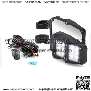 For Can-Am Maverick X3 Commander 1000 Rear View Side Mirrors + LED Light Switch