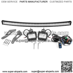 50" LED Light Bar+3" Light Pods w/Roof Bracket Wire For Can-am Maverick X3 Max